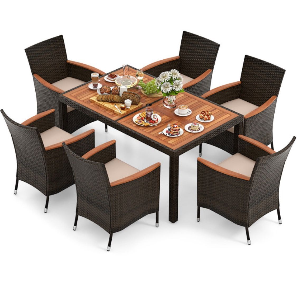 7pc Outdoor Patio Furniture Dining Table Set