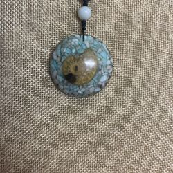 Collar Con Fosil  Y Amazonita