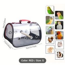 BRAND NEW 1pc Transparent Portable Bird Travel Cage - Safe & Comfortable Outdoor Carrier with Wooden Perch and Soft Mat, Airline Approved for Easy Sma