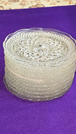 Set of 11 Vintage Wexford by Anchor Hocking Scalloped Edge Bead&Butter Plate Diamond Pattern Clear A111P110