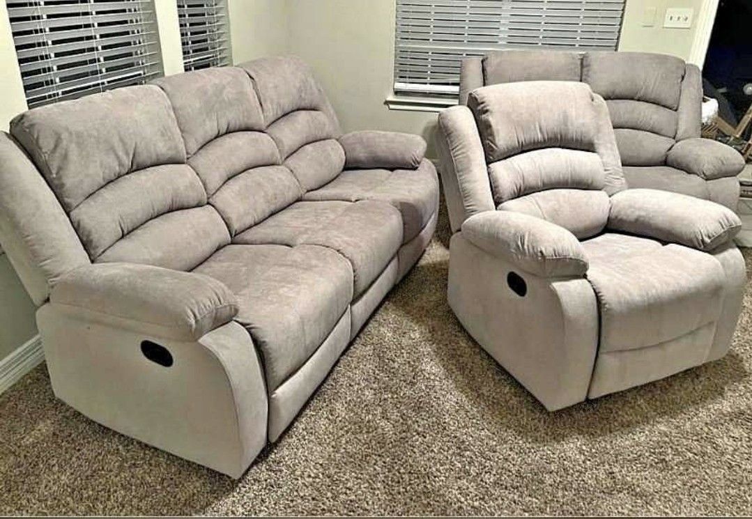 Brand New Sand Recliner 3pc. Living Room Set 