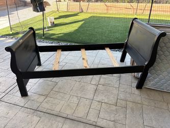 Black Wood Sleigh Bed Frame