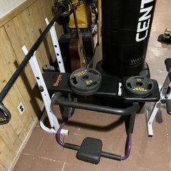 Weight Bench  ,Olympic bar & 80 Pounds Of Gold Gym Weights