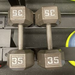 Pair Of 35lb Dumbbells 