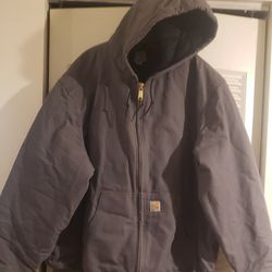 Carhartt jacket color gravel/Grey
Mens 2XL Hooded Zip Carhartt  Jacket.  Style J140- GVL.  Color Gravel/Gray.