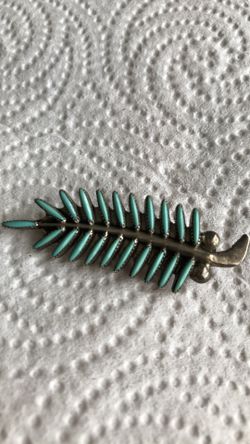 Zuni Petit Point Turquoise Sterling Silver Fern Brooch