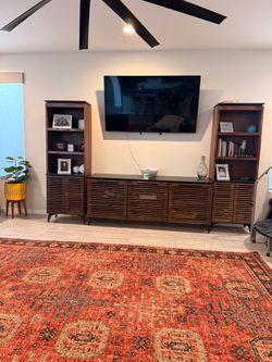 Mid-Century Modern Entertainment Center with Bookcases