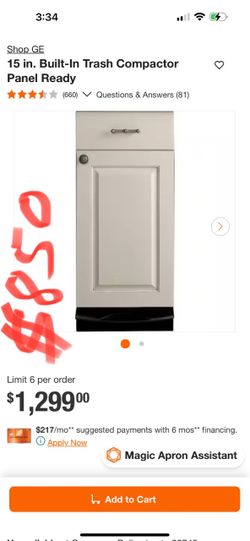 Shop GE 15 in. Built-In Trash Compactor Panel Ready