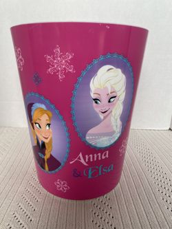 Disney Frozen Elsa & Anna Trash Can Wastebasket, New