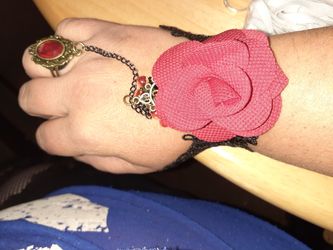 Pretty costume bracelet with attached ring