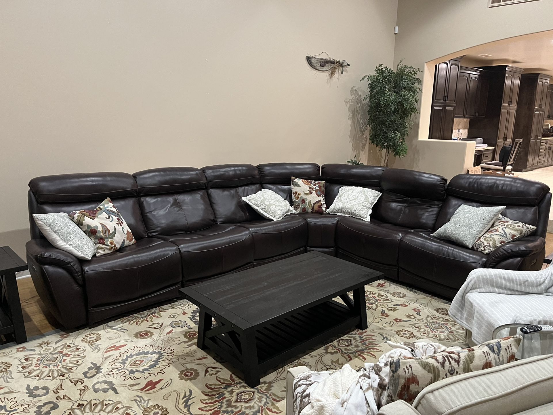 Leather Sectional Couch With Power Recliners