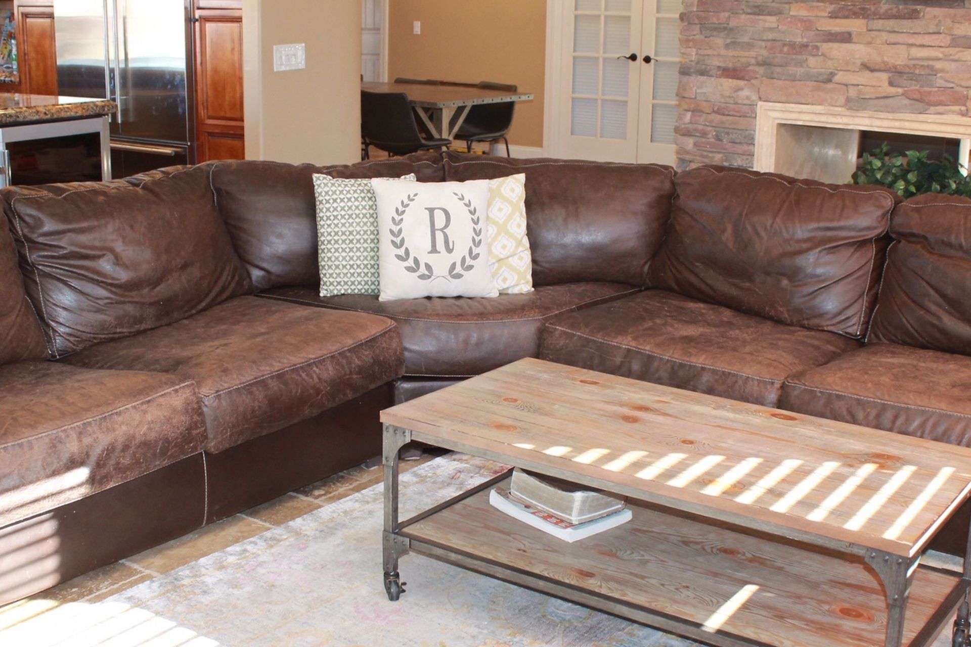 Brown Leather Sectional