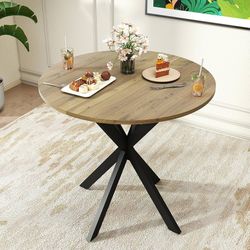 Round Dining Table, 31.5" Small Dining Table for 2-4, Round Kitchen Table with Metal Black Legs, Modern Round Dining Room Table for Kitchen, Apartment