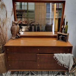 Mid century, modern dresser and mirror