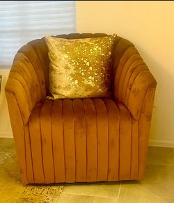 2 Gold Velvet Modern Swivel chairs 50% off price