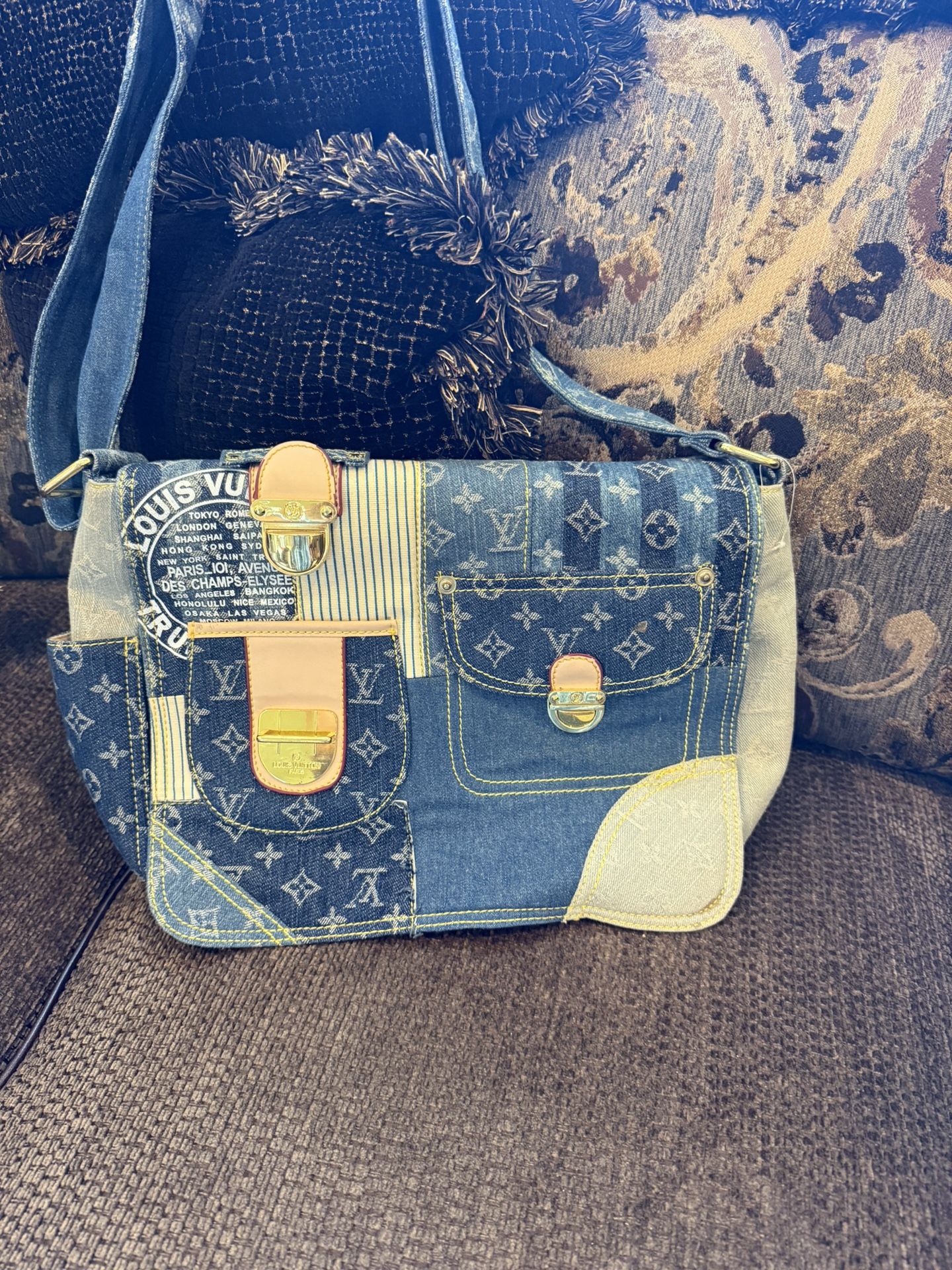 Louis Vuitton Denim Patchwork Posty Bag
