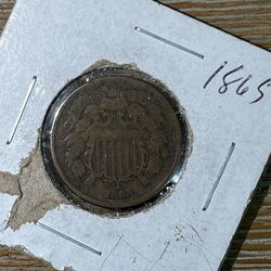 2 Cent Piece 1865 Coin Civil War