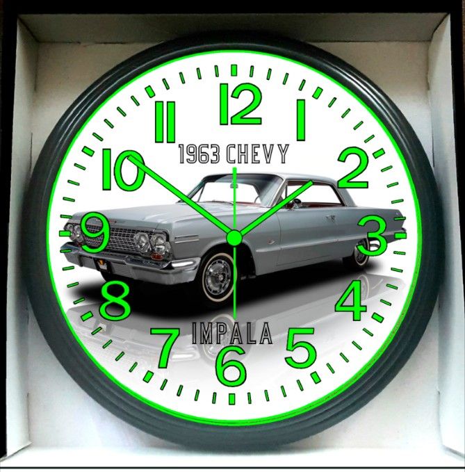 1963 Chevy Impala SS Glow In The Dark Wall Clock New!