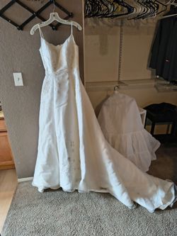 White A-Line Wedding Dress with Train