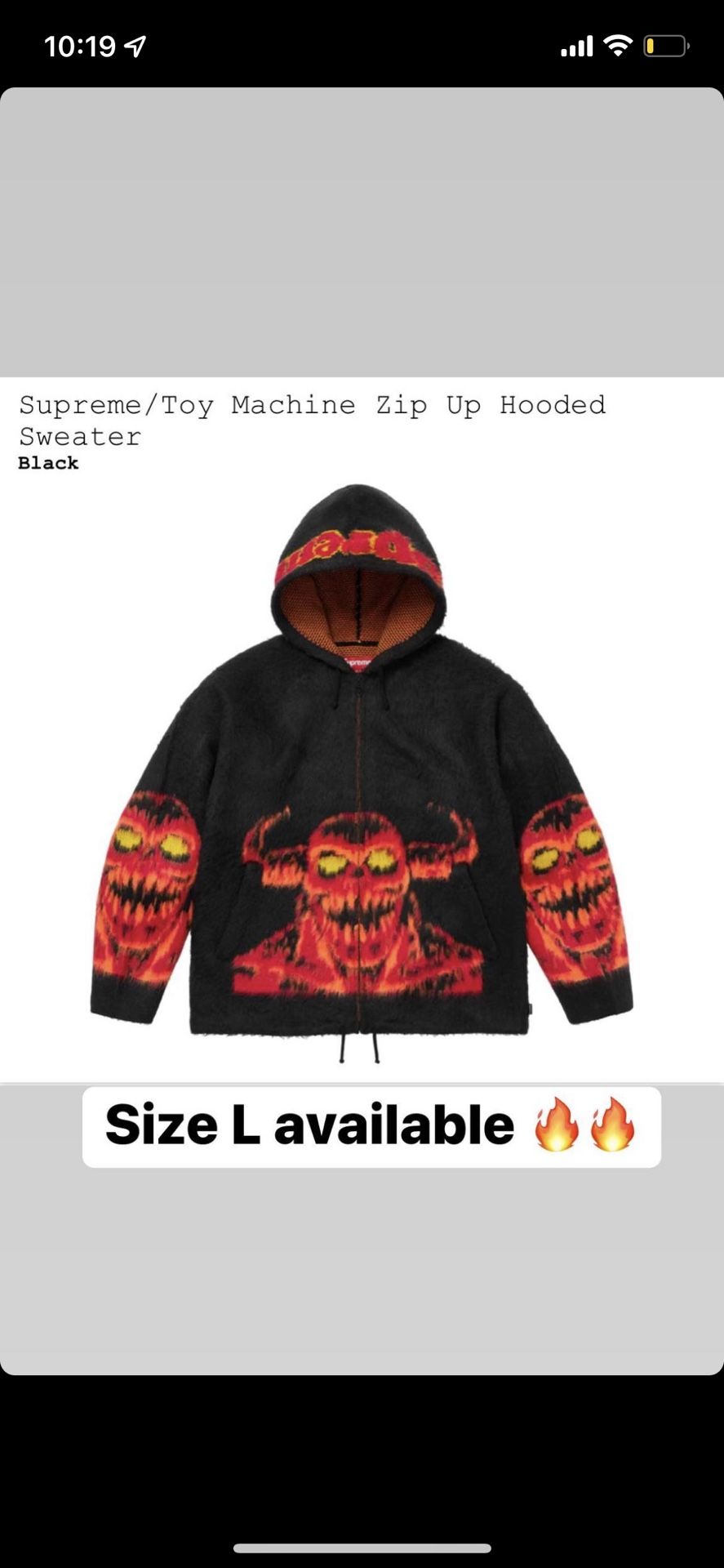 Supreme Toy Machine Pullover Supreme X Toy Machine Zip Up Sweater