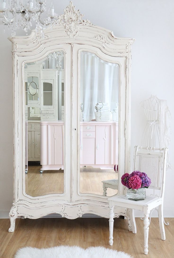 Gorgeous 18th century Victorian reproduction White Armoire With Glass Doors.