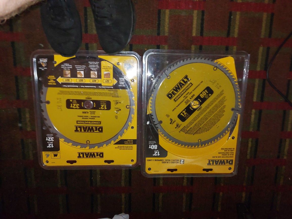 BRAND NEW....DEWALT 80 TOOTH AND 32 TOOTH 12IN SAW BLADES