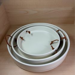 Amy Hamley for Magenta White Ceramic Round Platters Set of 3, Decorative, 21.44"