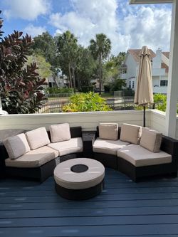 Patio Couch with Ottoman/ice bucket in center