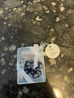Baby boy celebratory party favors - Silver Teddy Bear