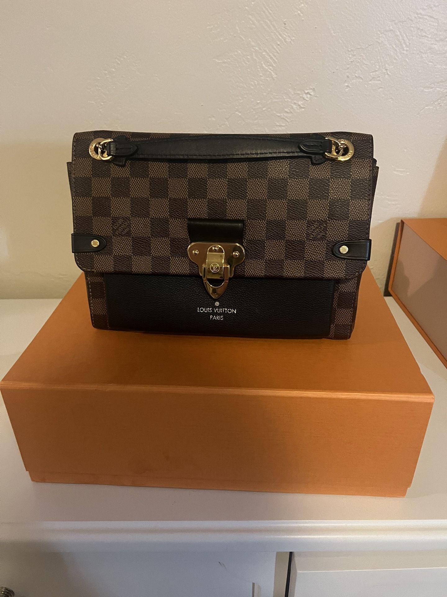 LOUIS VUITTON Vavin PM Damier Ebene Shoulder Bag Brown