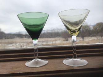 Green And Yellow Martini Glasses 