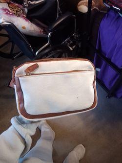 White and Brown Faux Leather Bag