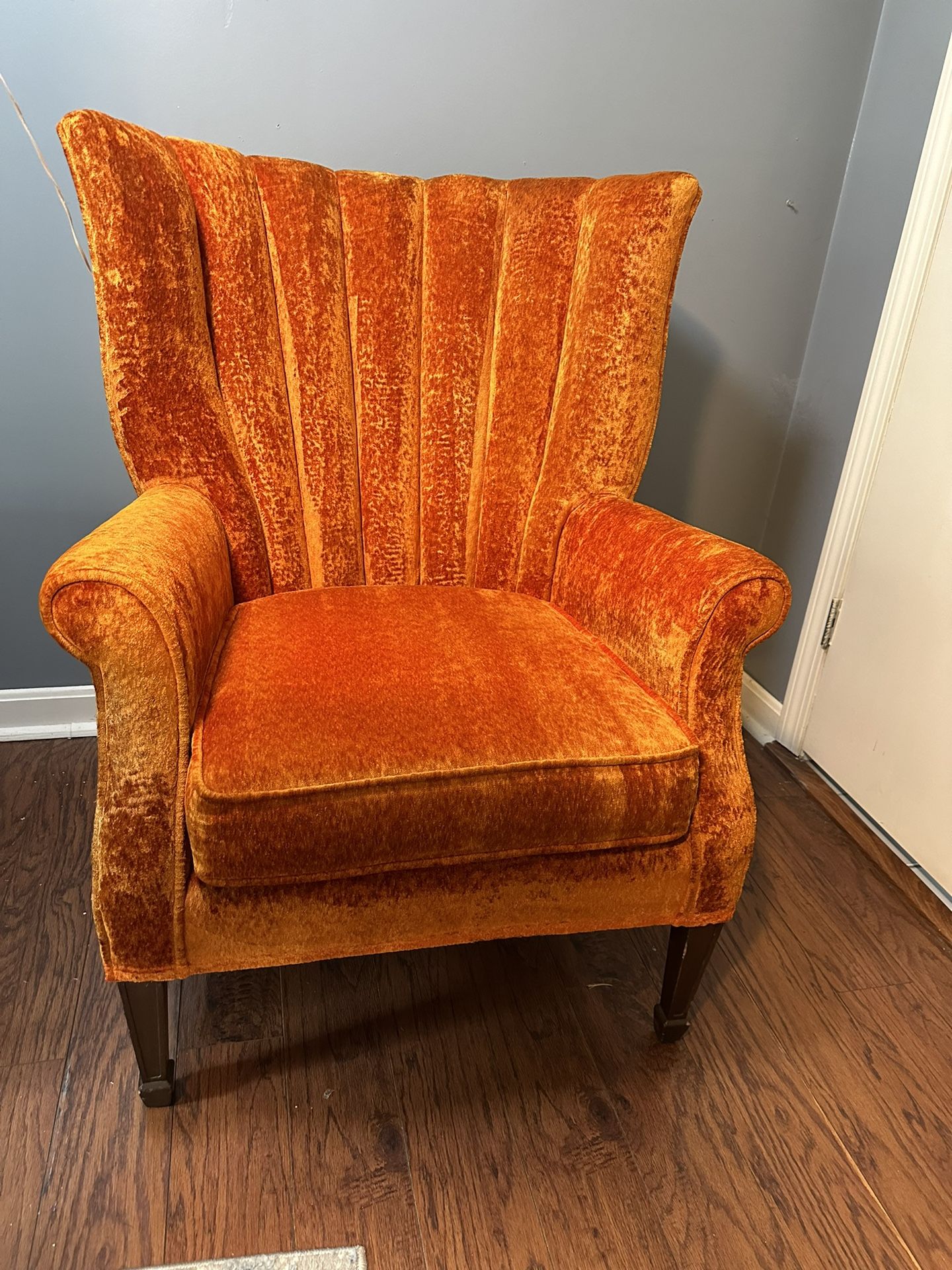 Orange Velvet Chair Bright Orange Accent Chair Shiny Orange Velvet