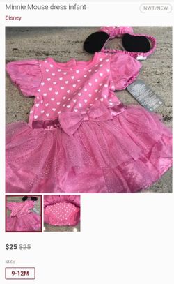 DISNEY BABY by Disney Store Minnie Mouse dress and Minnie Mouse ears headband 9-12 months