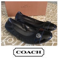 NEW!  Coach Logo Chelsey Slip On Black Signature C Ballet Flats (8)