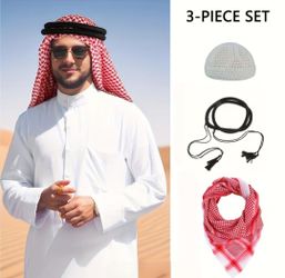 Arab Headwear 3-Piece Set Keffiyeh Agal Kufi