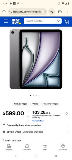 Apple - 11-inch iPad Air M2 chip Built for Apple Intelligence Wi-Fi 128GB - Space