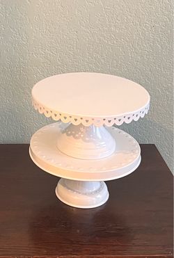 White Pedestal Cake Stands Set of 2