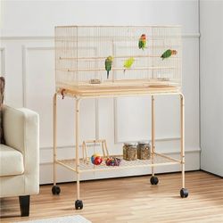 Metal Bird Cage with Rolling Stand for Small Birds Parrots Parakeets Conures