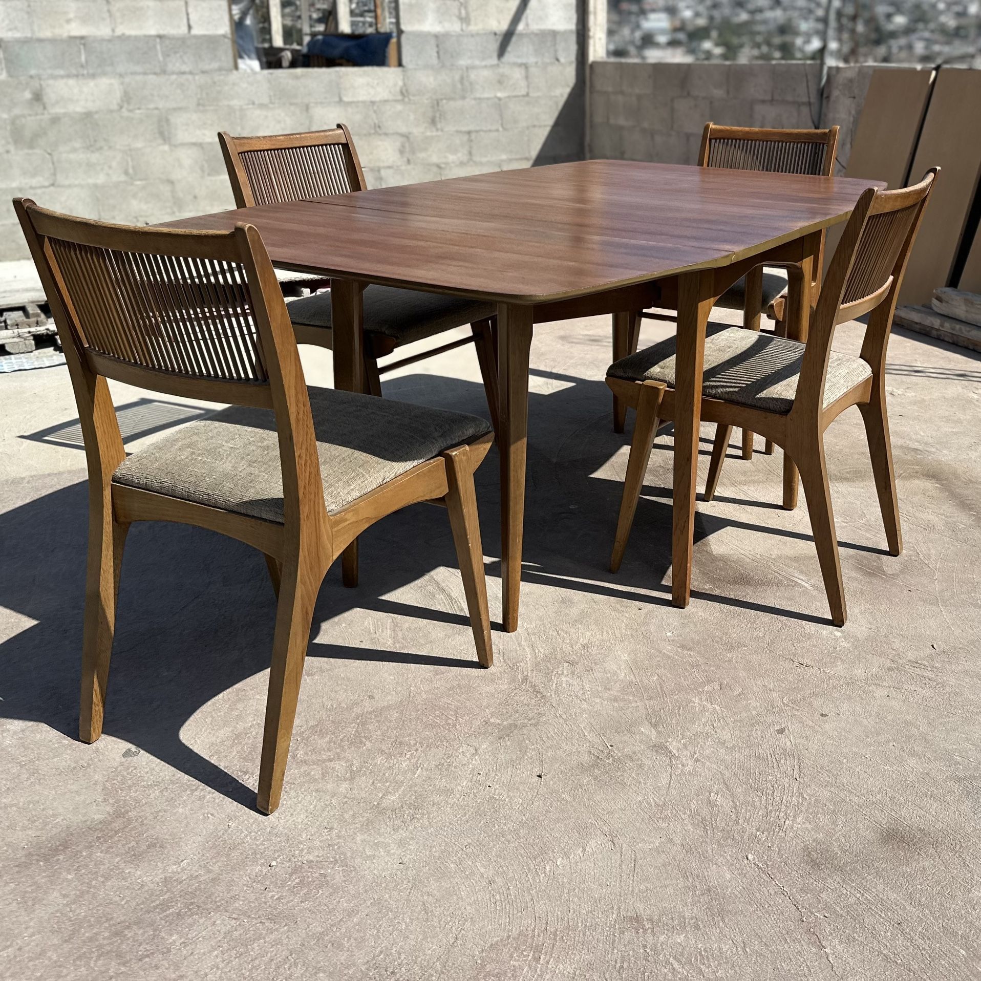 Vintage Drexel Profile Drop Leaf Dining Table With 6 Chairs Mid Century Modern