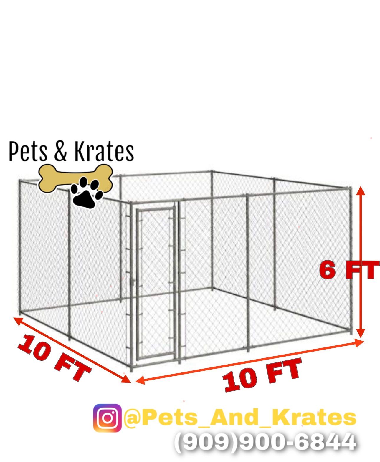 NEW! 10ft x 10ft x 6 ft Chain Link Boxed Dog Kennel
