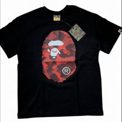 BAPE RED N BLACK TEE