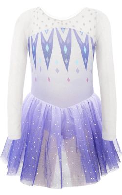 Long Sleeve Dance Leotard for Girls Sparkly Snowflake Ballet Dress Toddler Tutu Skirted Leotard Outfits for Girls