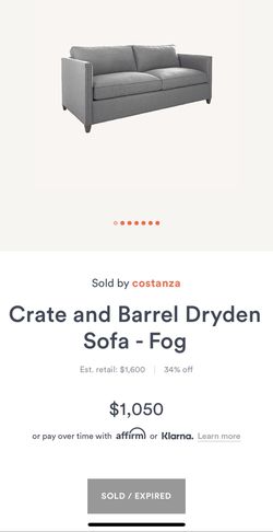 Crate Barrel 76 Dryden Sofa Couch