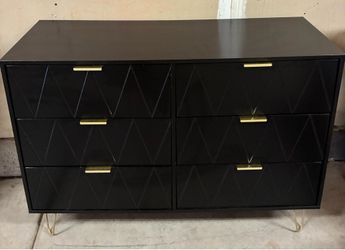Dresser and night stand with gold sccents