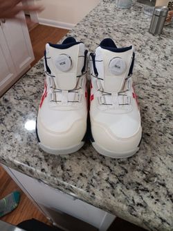 Work Shoe Steel Toe, 2 pairs 1 red, 1 wh.