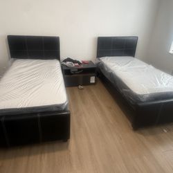 2 Twin Sized Bed Frame With 2 Mattress All New Furniture Free Delivery Free Installation 