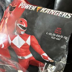 Pre-Owned Red Ranger Power Rangers Classic Deluxe Adult Costume XL 42-46 (Without Helmet)