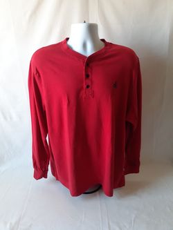 Rugby University men's red button front long sleeve shirt size XL