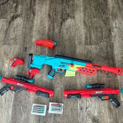 5 Nerf Guns With Ammunition